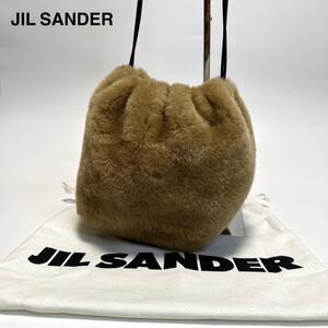 j25【未使用級】保存袋付　ジルサンダー　JIL SANDER ファー　レザー　巾着　ドローストリング　ショルダーバッグ