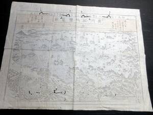 ☆3473幕末～明治期古地図鳥瞰図「奥州松島塩竈図」1点/古書古文書/木版摺り