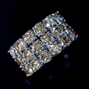 *68869 新品！ファンシーブラウン系天然大粒ダイヤモンド２．８０ct 最高級18金WG無垢リング サイズ14号 重量3.5g 縦幅10.6mm