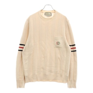 GUCCI グッチ インターロッキングG クルーネックセーター ポケット付きニット アイボリー 626068 XKBGM