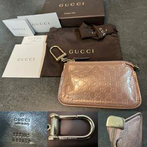 ☆GUCCI グッチ☆GGマイクロ シマ キーリング付 コインケース 小銭入れ キーケース☆ケース 付属品付☆ 品番/ 2140 / 804828537 ☆