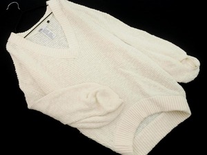 DOUBLE STANDARD CLOTHING ダブルスタンダードクロージング リネン混 Vネック ニット セーター size36/白 ◇■ ☆ ekc9 レディース