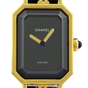 シャネル CHANEL プルミエール Mサイズ H0001 腕時計 SS レザー クォーツ ブラック レディース 【中古】