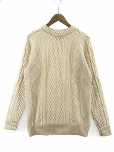 BEAMS ビームス ウール混 ケーブル編み ニット セーター sizeS/アイボリー ◇■ ☆ eaa9 メンズ