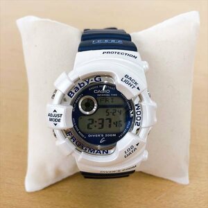 836*CASIO カシオ Baby-G BGW-100K フロッグマン イルカ クジラ ホワイト×ネイビー 腕時計 【美品】