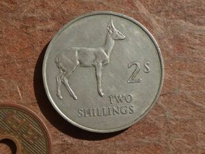 ザンビア　2Shillings　白銅　1964年　KM#3　(28.4mm, 11.1g)