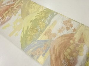 ys7205091; 山並に万寿菊・楓模様織出し袋帯（材料）【アンティーク】【着】