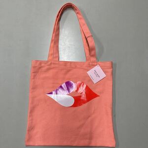 ケイトスペードトートバッグ HERRT LIPS CANVAS BOOK TOTE ピンク 未使用 エコバッグ kate spade new york