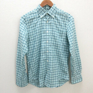 s■アローズ/green label relaxing チェック柄 長袖ボタンダウンシャツ【S】緑系/MENS/76【中古】