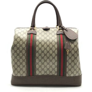 1円 良品 GUCCI グッチ GGスプリーム シェリーライン オールド ヴィンテージ ボストン ドクター ハンド バッグ a6943