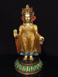 【蔵友館蔵品・銅製・彩繪・金鍍・北魏仏】・希少珍品・置物・賞物・中国時代美術