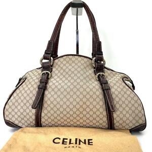 【高級】CELINE　セリーヌ　マカダム　トリオンフ　レザー　ショルダー　総柄　キャンバス　革　ボストン