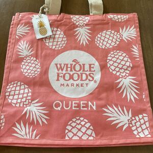 ハワイ WHOLE FOODS ホールフーズ マーケット トートバッグ タグアロハ エコバッグ キャンバスバック 新品 タグ付き クイーン ピンク