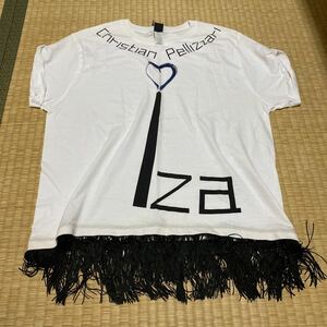 CHRISTIAN PELLIZZARI クリスチャン ペリザーリ IZA 半袖Tシャツ コラボTシャツ 半袖 トップス Tシャツ フリンジ XS