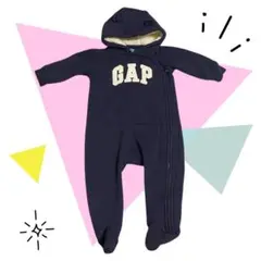 babyGAP ネイビー カバーオール ロンパース 防寒 くま耳 65cm