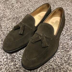 未使用 Crockett&Jones クロケットアンドジョーンズ キャベンディッシュ3 タッセルローファー ブラウン スエード 7.5E 