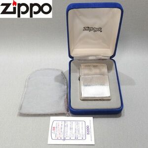 ★ZIPPO STERLING 1992 ストライプ 筆記体 旧字体 旧ロゴ ライター スターリングシルバー ジッポー★