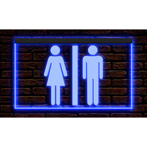 120028 // LED ネオンサインToilet Restroom Washroom看板 案内板 トイレ お手洗い 便所 レストラン輸入雑貨■サイズ(約)：W300mm x H200mm