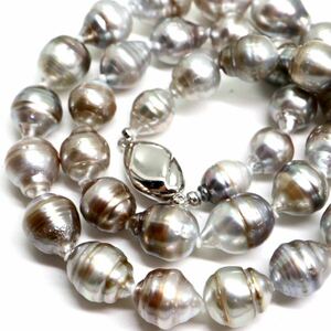 《南洋黒蝶真珠ネックレス》S 50.4g 約43.5cm 約8.0-12.0mm珠 ジュエリー pearl necklace jewelry DC5/EA2