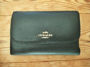 中古品 コーチ 三つ折り財布 COACH ブラック