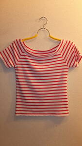 ★CECIL Mc BEE★ Ladies Striped Tops セシルマクビーレディースストライプトップス　サイズM　　USED IN JAPAN　しましま赤白