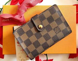 ★美品★LOUIS VUITTON ルイヴィトン がまぐち 財布 ダミエ ポルトフォイユ ヴィエノワ N61664★送料無料★