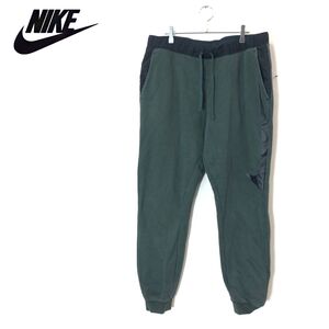 1O2658-F◆ NIKE ナイキ スウェットパンツ ナイロン切り替え ボトムス ◆ sizeXL コットン グリーン 古着 メンズ 秋冬