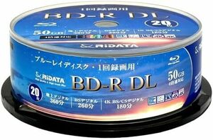 ・RiDATA （ライデータ） １回 録画用 片面2層 ブルーレイディスク ホワイトプリンタブル BD-R DL 50GB 20枚