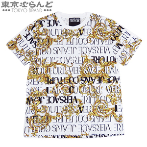 101765467 ヴェルサーチェ VERSACE ジーンズクチュール Tシャツ 73GAH6S0 ホワイト 白 コットン 半袖 クルーネック カットソー XXL メンズ