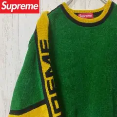 【激レア】SUPREME シュプリーム　ニット　セーター　完売モデル　緑　袖ロゴ