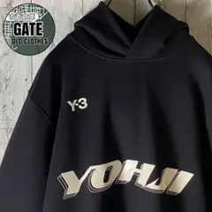 【※入手困難】Y-3 ワイスリー★ビッグラバーロゴ スウェット パーカー 黒 L