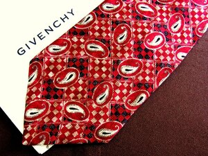 ♪24915D♪状態並品【ペイズリー 斜め市松 柄】ジバンシィ【GIVENCHY】ネクタイ