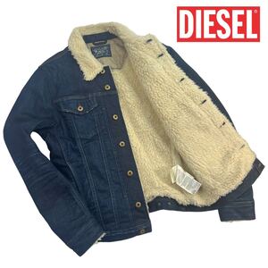 美品 DIESEL ディーゼル ボアデニムジャケット サイズS ランチジャケット インディゴ デニム 袖先毛玉有 やや色落ち有 名作 人気 A2857