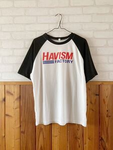 HAVISM FACTORY メンズ Tシャツ Mサイズ 半袖 白 黒 アメカジ カジュアル トップス ティシャツ tee shirt ストリート 英字プリント G