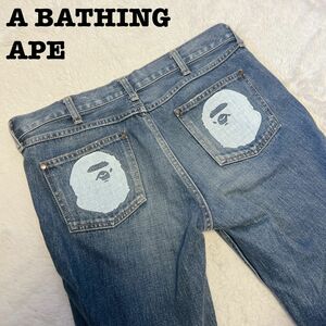 A BATHING APE 猿顔 デニムパンツ ジーンズ bape head APE インディゴ TALLサイズ 大人気シリーズ