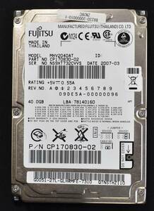 FUJITSU 富士通 MHV2040AT [ディスク容量 40G] 2.5インチ 44pin パラレルATA ハードディスク 9.5mm厚 使用時間 13830H (管:HA04