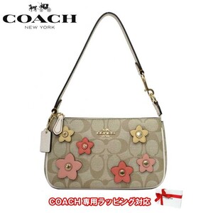 コーチ ポーチ COACH シグネチャー PVC ノリータ 19 フラワーパッチ トップハンドル CH619 IMOT4(ライトカーキマルチ) レディース 