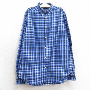 古着 ラルフローレン 長袖 ブランド シャツ キッズ ボーイズ 子供服 ワンポイントロゴ コットン ボタンダウン 青他 ブルー チェック 25jan1