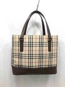 BURBERRY ハンドバッグ ノバチェックxレザー ベージュ系xブラウン バーバリー 24111902i2