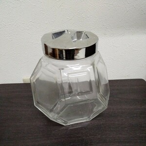 イタリア製　ガラス瓶　六角形　ヴィンテージ