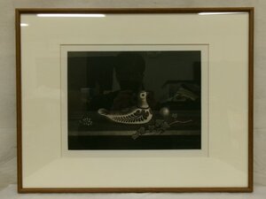 E0457 長谷川潔 3 「メキシコの鳩 静物画」 複製画 額装