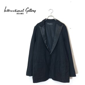 1D1534-Q◆International Gallery BEAMS インターナショナルギャラリー ビームス テーラードジャケット 総裏◆size L 黒 シルク