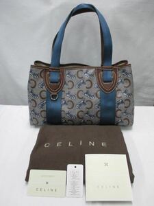 美品 CELINE セリーヌ サルキーライン 馬車 Cマカダム柄 コーティングキャンパス トートバッグ 本物