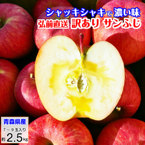 りんご 蜜入りも サンふじ 訳ありリンゴ 林檎 2.5kg 青森産 葉とらず ふじ フジ 富士 冨士 産地直送