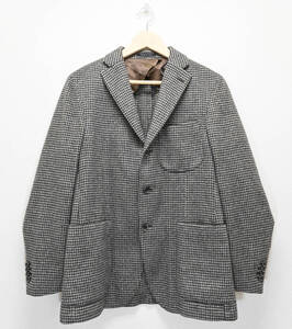 R240★美品 BIANCONI ビアンコーニ LUXURY WEAR カシミヤ100％ 千鳥格子柄 テーラード ジャケット 48 ブラウン系 イタリア製 