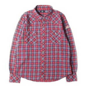 美品 TMT シャツ サイズ:L ライトウェイト フランネル チェック ウエスタン 長袖シャツ LIGHT WESTERN CHECK SHIRT レッド