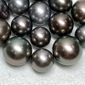 1円〜!!☆南洋黒蝶真珠おまとめ195ct☆d 約39g 約10.2-13.5mm パール ジュエリー 裸石 宝石 丸玉 片穴 両穴 jewelry pearl w4 ツ3