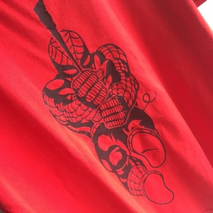 U.S Used Clothing SPIDERMAN Print Tee Shirt アメリカ古着 スパイダーマン プリント 半袖 Tシャツ L size レッド 赤 MARVEL マーベル
