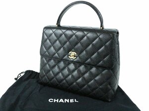 【ト足】◎ CHANEL シャネル ハンドバッグ キャビアスキン マトラッセ ココマーク ゴールド金具 CE017CHH3D