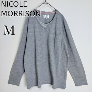 NICOLE MORRISON☆Vネック重ね着風ロンT　Mサイズ　Grey グレー 灰色　Tシャツ／カットソー　 長袖　ニコルモリソン